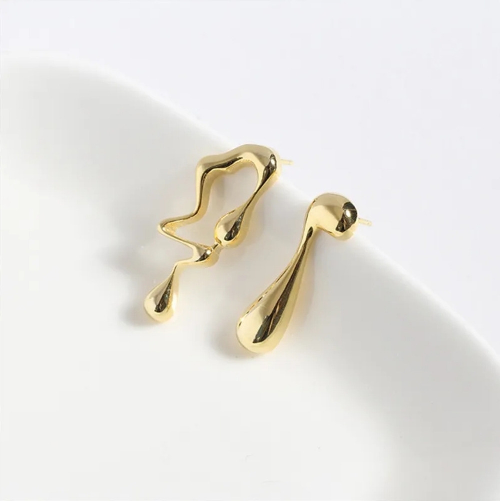 Minimalist melted metal earrings